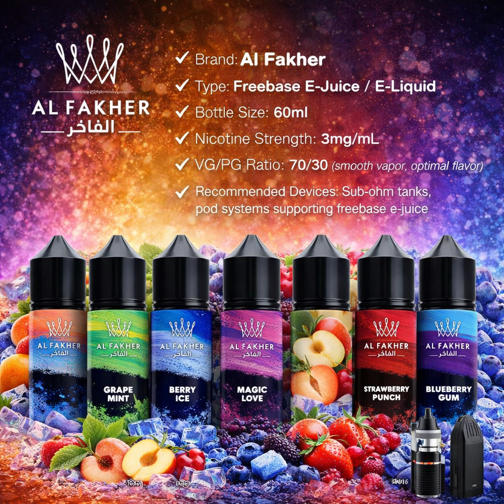 Al Fakher E-Liquid 3mg/60ml - عنب النعناع - الصورة 2